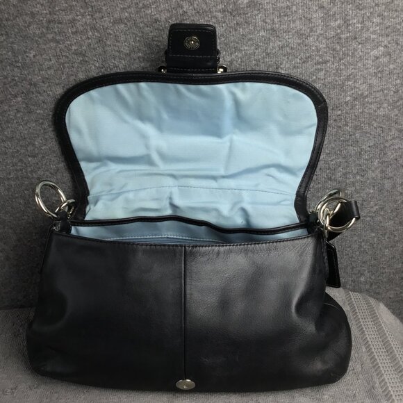 Vintage Coach Black Leather Colette Hobo Soho Buckle Pleated Flap Bag - Picture 5 of 9